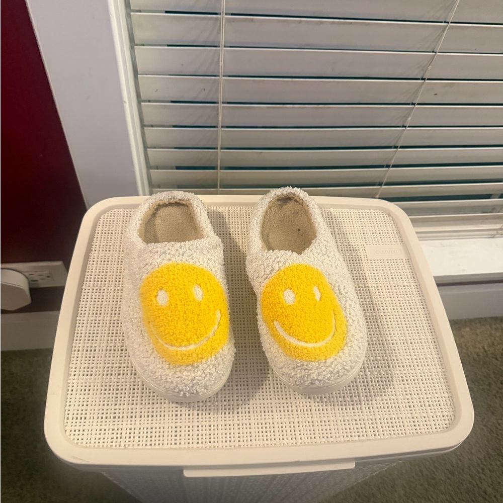 Cream and Yellow Smiley face slippers